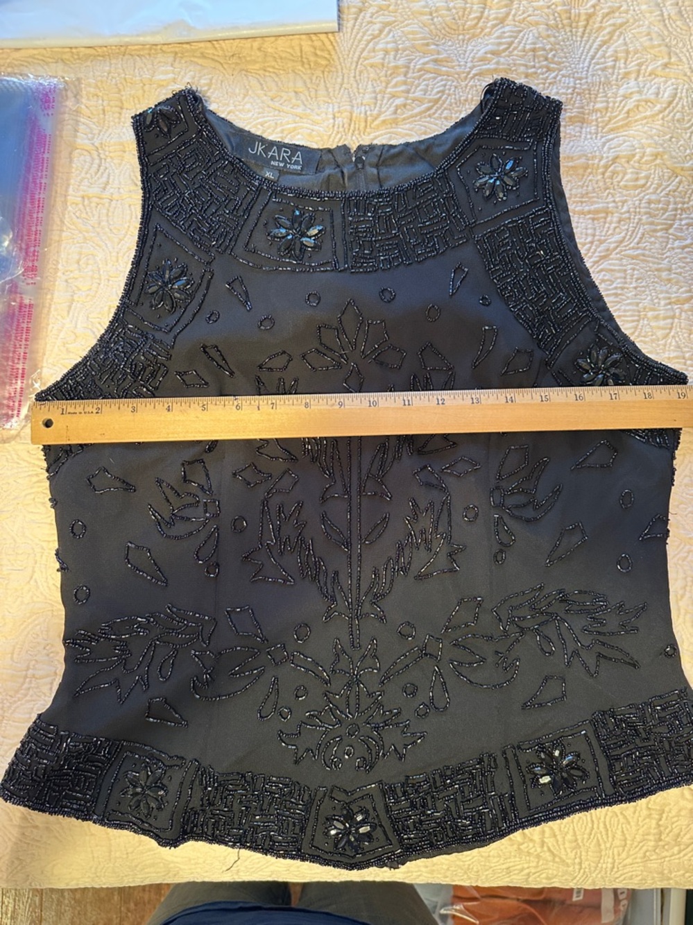 J Kara Black Beaded Sleeveless beaded Evening Top - Picture 9 of 11